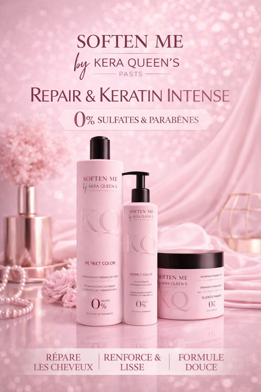 Soften Me - Shampoing + Masque + Leave In – L'expertise dédiée aux cheveux colorés ou méchés - Perfect Color By Kera Queen's Paris
